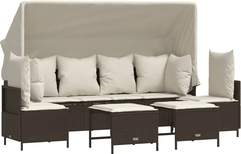 vidaXL Set canapele de grădină cu perne, 5 piese, maro, poliratan