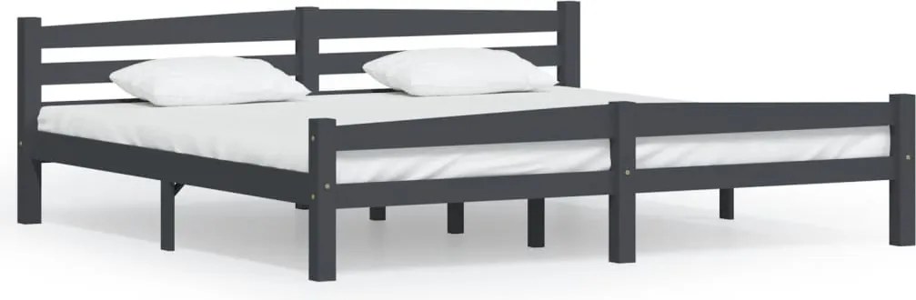 vidaXL Cadru de pat, gri închis, 200x200 cm, lemn masiv de pin
