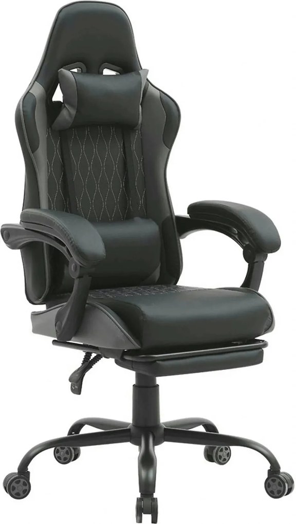 Scaun gaming G-TURBO, negru/gri, piele ecologica/metal, 65x64x125/135