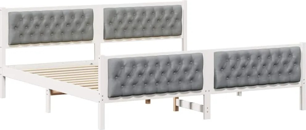 vidaXL Cadru de pat Gri deschis 200 x 200 cm Lemn de pin masiv