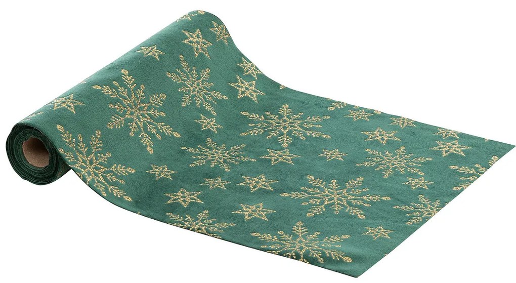 Traversa de masa cu fulgi de zapada cu sclipici, 28 x 300 cm