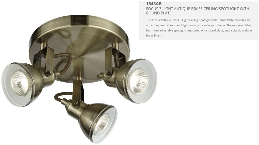 Plafoniera cu 3 spoturi directionabile Focus alama antic 1543AB SRT
