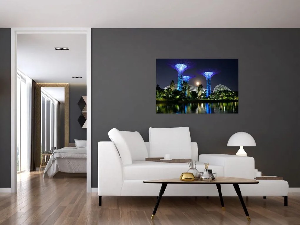 Tablou cu lună plină în grădinile din Singapur (90x60 cm)