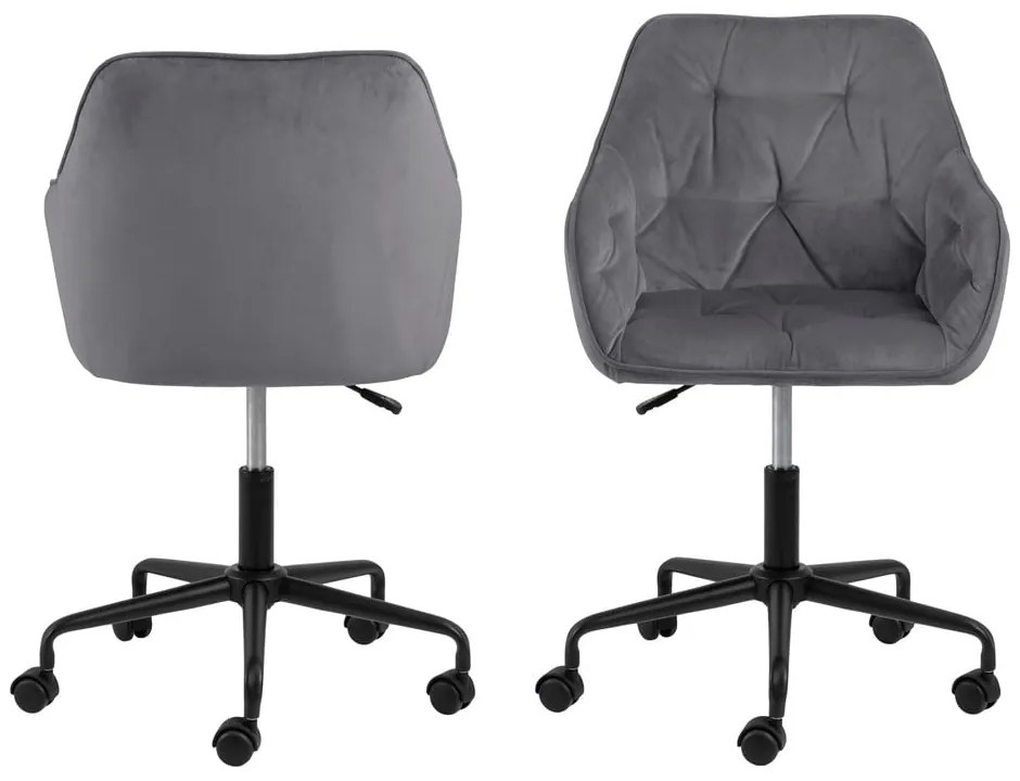 Scaun de birou cu suprafață de catifea Actona Brooke, gri