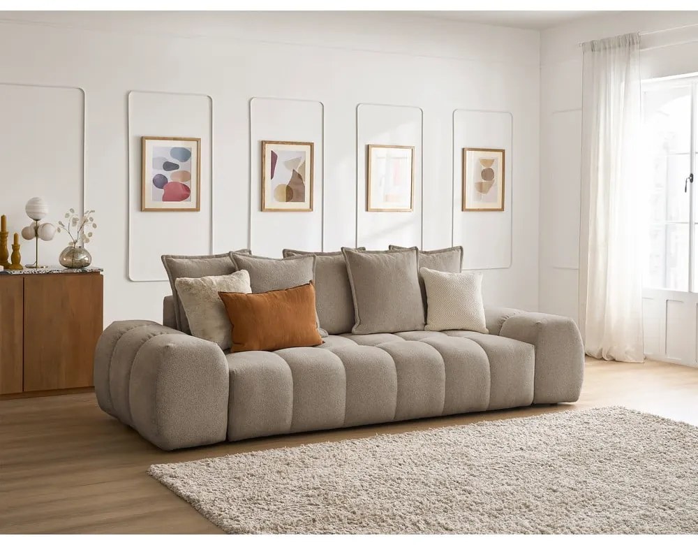 Canapea taupe cu tapițerie din chenille 278 cm Everest – Bobochic Paris