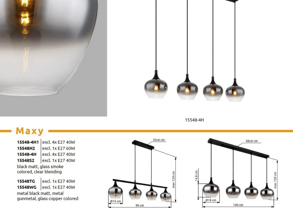 Lustra moderna cu 4 pendule MAXY