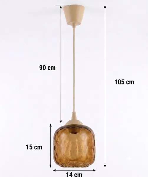 Brilagi - Lustră LED suspendată pe cablu R GLASS 1xE27/60W/230V Ø 14 cm bej/maro fumuriu