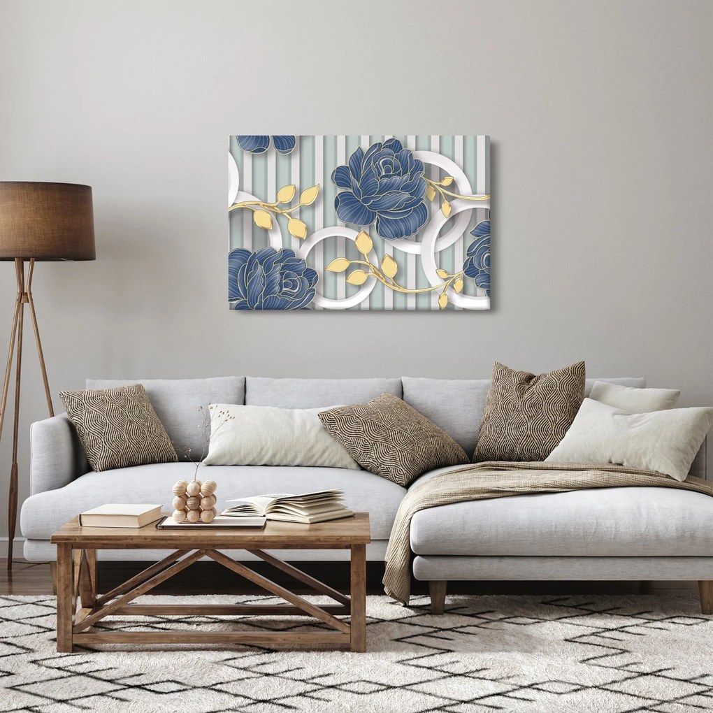 Tablou - Tradafiri și cercuri (90x60 cm)