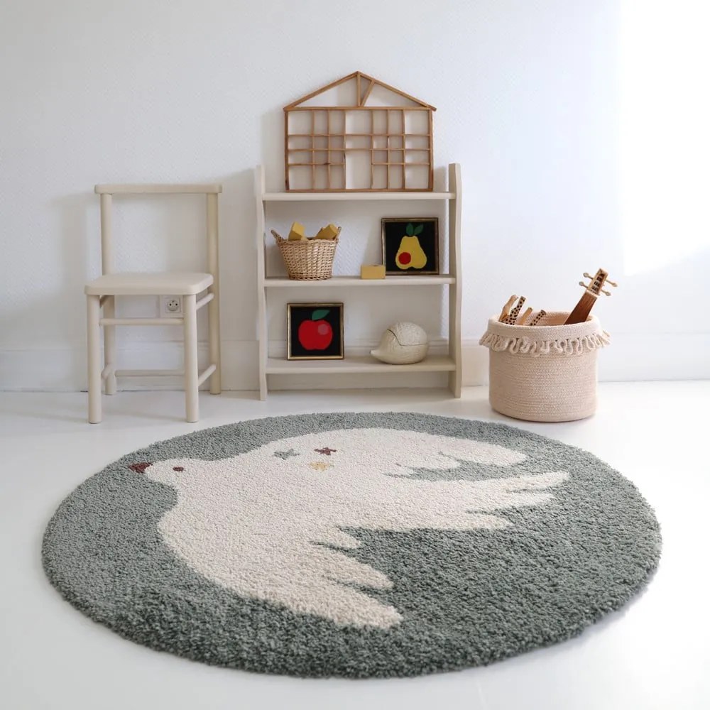 Covor pentru copii verde deschis ø120 cm Bohemian Bird Aqua – Nattiot