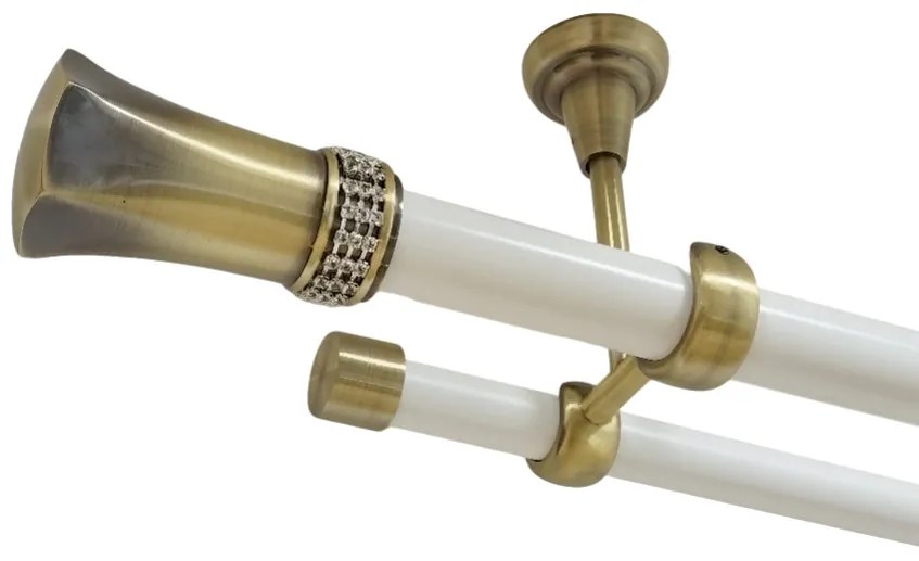 Galerie tavan fara inele PLUTON CRYSTAL - 25/19 - alb/aur antic (Alege marime: 320 cm)