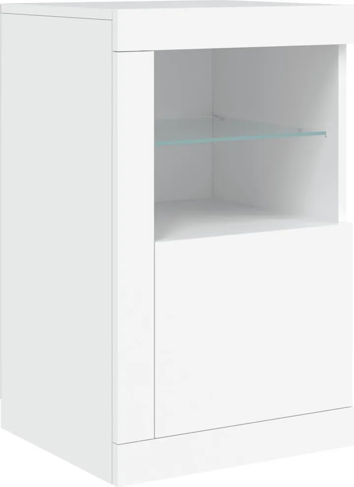 vidaXL Dulap lateral cu lumini LED, alb, lemn prelucrat