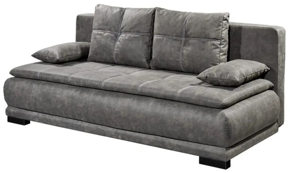 Canapea extensibila, Sophie, Ranger 11 Grey, 3 locuri, 208 x 93 x 105 cm, PAL/lemn/poliester, gri