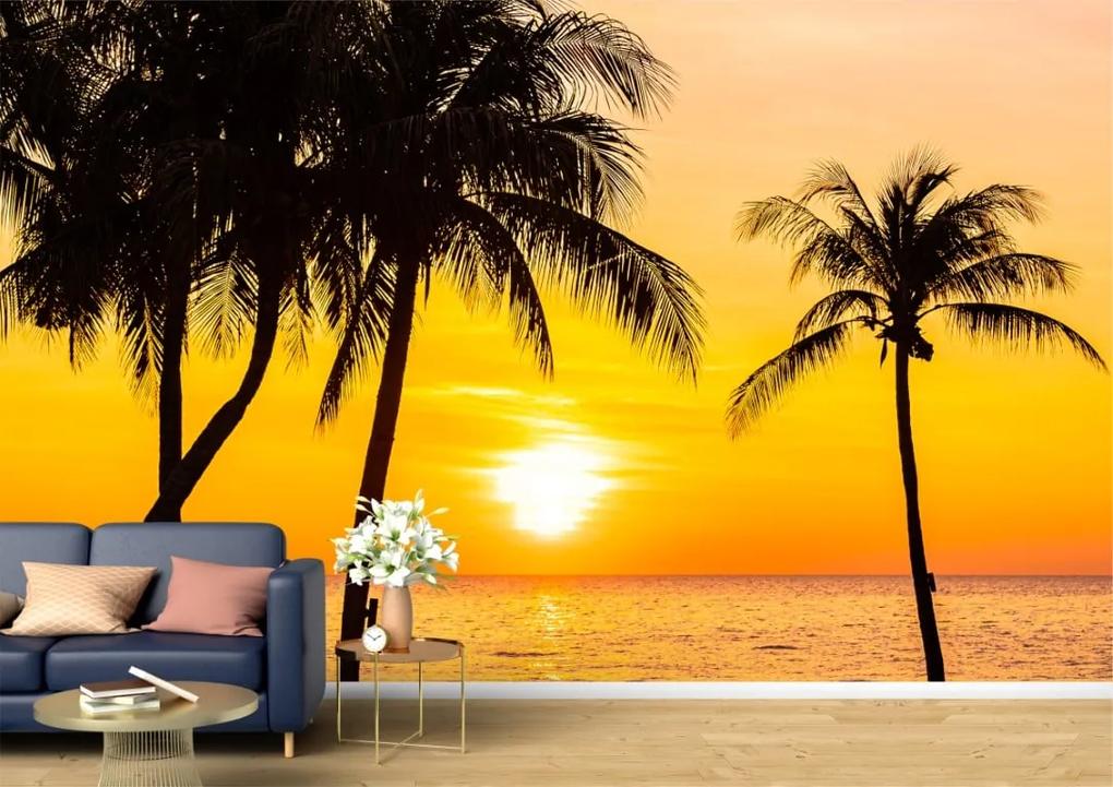 Tapet Premium Canvas - Silueta palmierilor la apusul soarelui