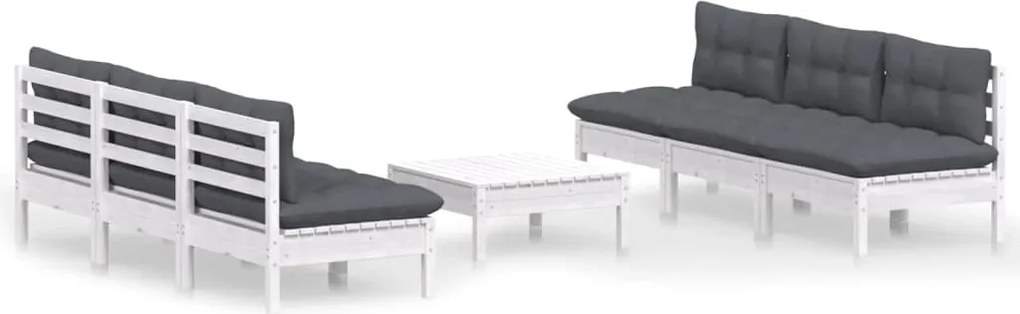vidaXL Set mobilier grădină cu perne antracit, 7 piese, lemn masiv pin