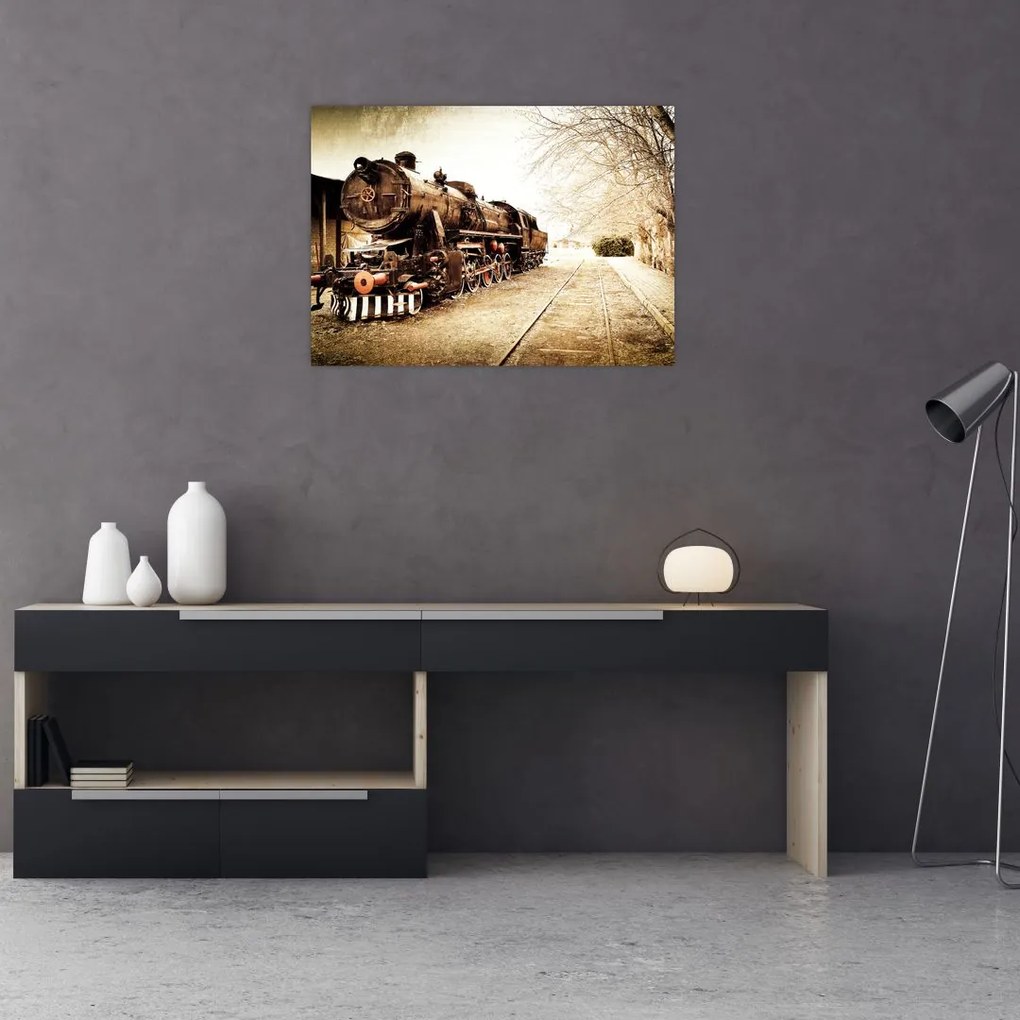 Tablou pe sticlă - Locomotiva istorică (70x50 cm)