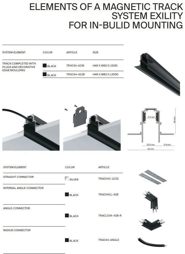 Spot LED SMART ajustabil, accesoriu pentru sina magnetica Exility, Basis Rot negru