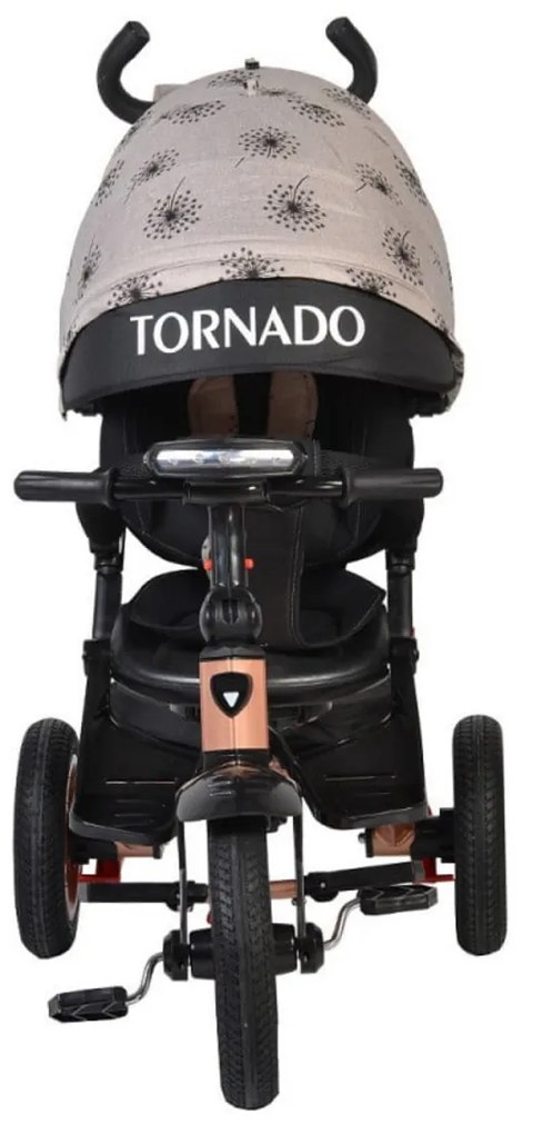 Tricicleta cu copertina Novokids™ Tornado , Cu melodii si lumini, Roti gomflabile din cauciuc, Pozitie somn, Scaun reversibil cu invartire 360 grade