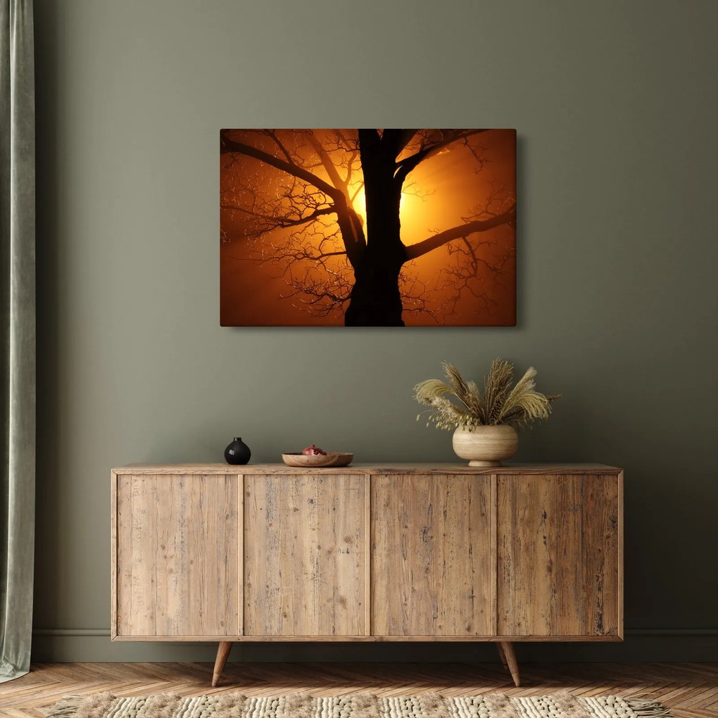 Tablou cu copac în apus de soare (90x60 cm)