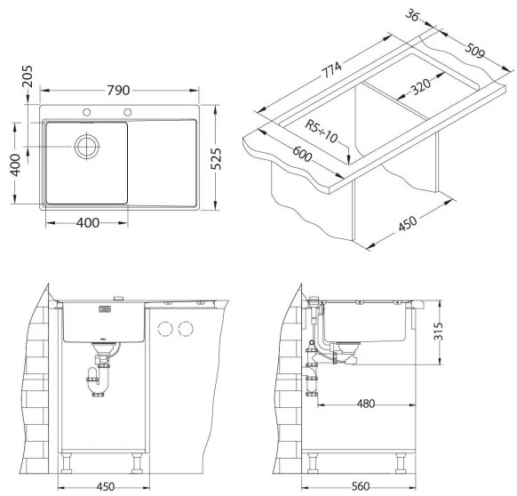 Chiuvetă de bucătărie ALVEUS 1103651 PURE 79x52,5 cm crom