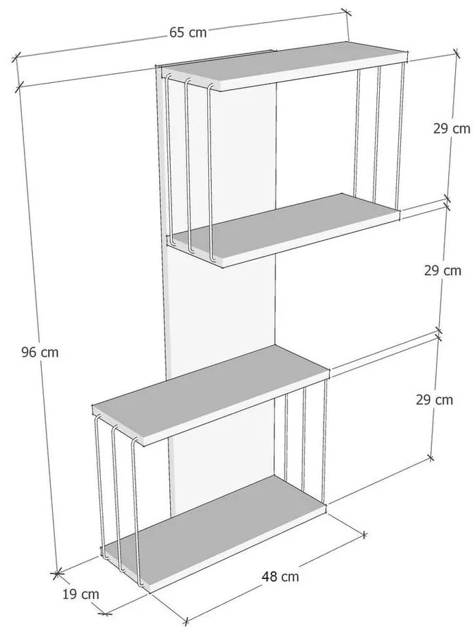 Raft gri antracit-în culoare naturală etajat cu aspect de lemn de pin 65 cm Destan – Kalune Design