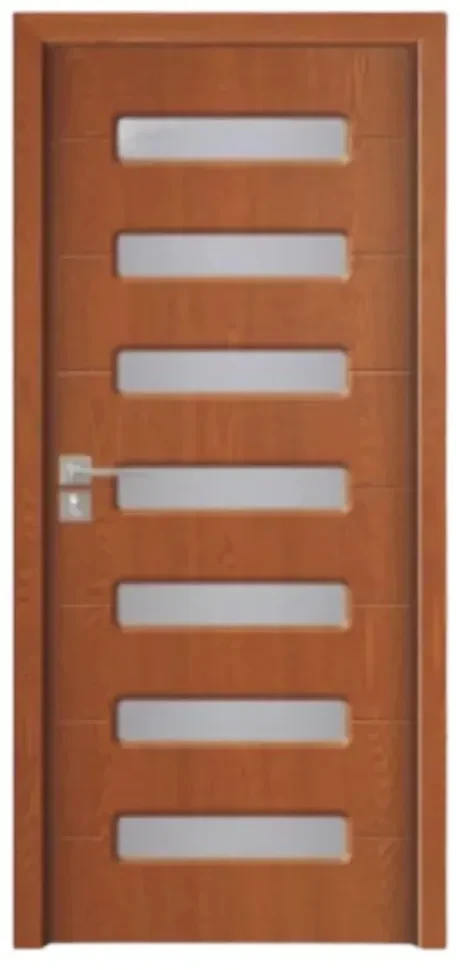 Usa Interior din MDF Novo Doors ND318, Cadru din Lemn Masiv, Geam Sablat, KIT COMPLET, Toc , Manere si balamale incluse (Culoare: Wenge, Dimensiune: