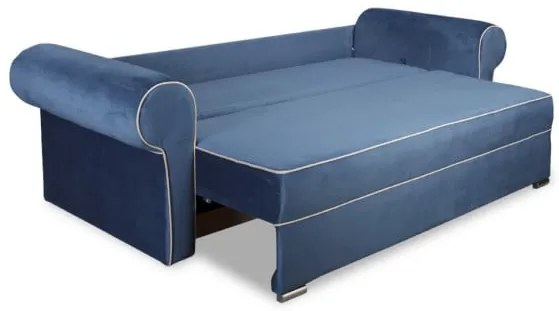 Canapea Extensibila Cu 3 Locuri Sofia, Albastru Si Bej, Lada Depozitare, 251 x 105 x 75 Cm