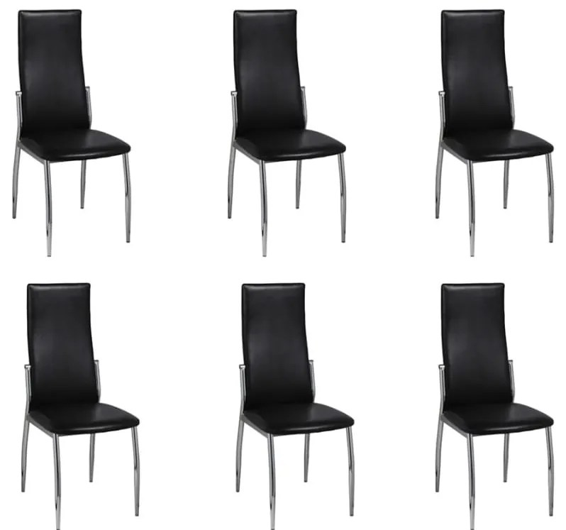 vidaXL Scaune de sufragerie, 6 buc., negru, piele ecologică