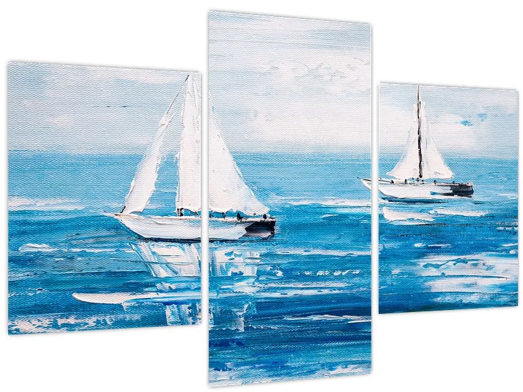 Tablou - Pictură yacht pe mare (90x60 cm)