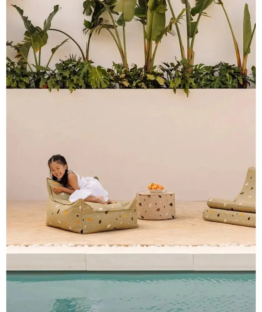 Puf de copii maro deschis cu tapițerie din țesătură bouclé/cu tapițerie din chenille Terrazzo – Wigiwama