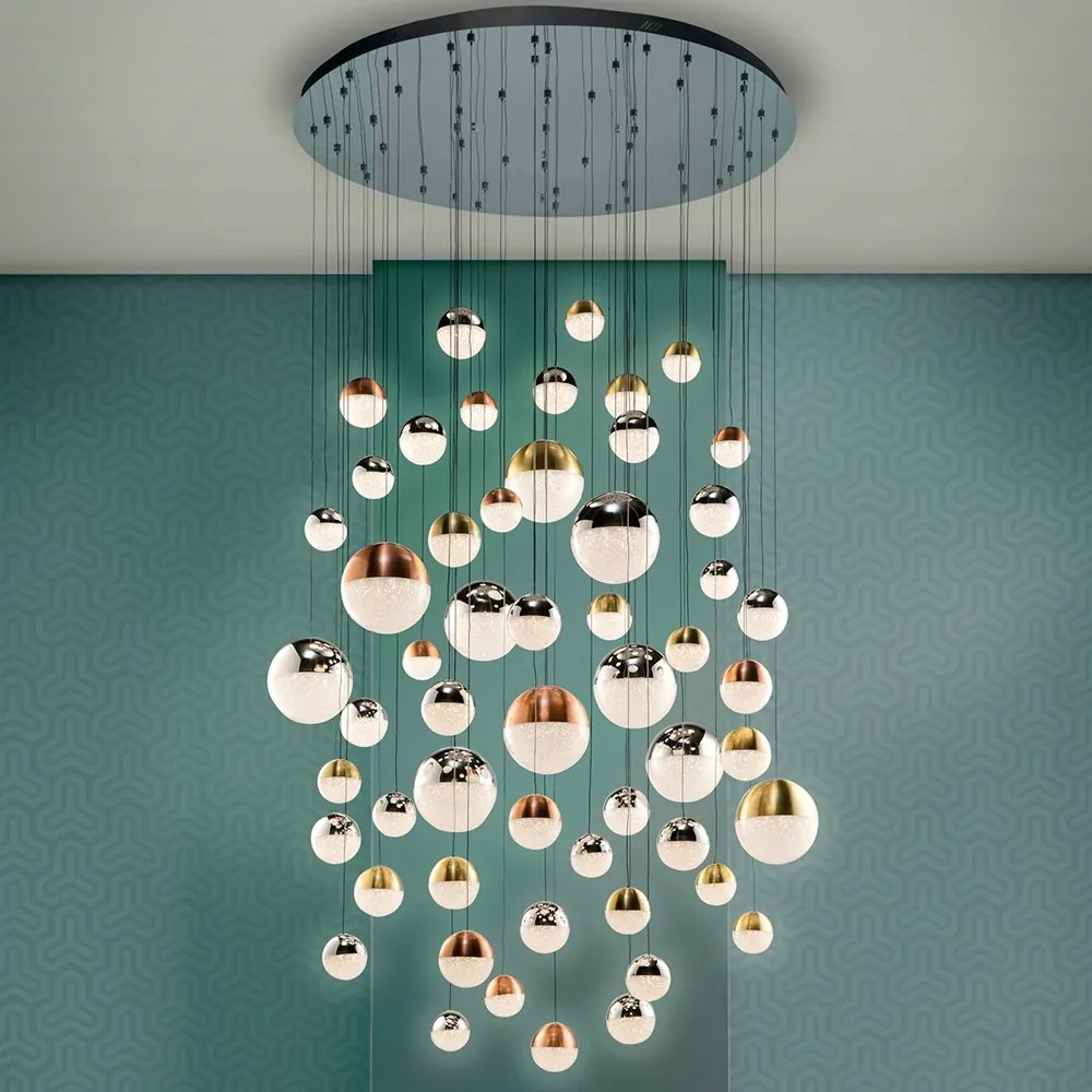 LUSTRA XXL cu 55 pendule LED DIMABILA prin BLUETOOTH Sphere 140cm SV-794691B