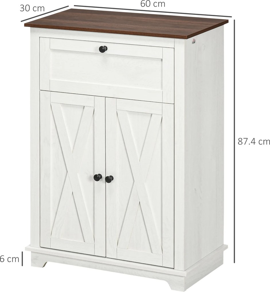 HOMCOM Bufet de depozitare cu multiple spații de depozitare, 2 uși cu raft reglabil, 1 sertar, 60L x 30Ad x 87,5Î cm | Aosom Romania