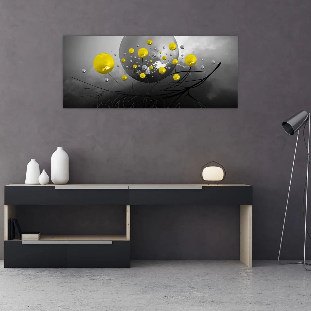 Tabloul - bile abstracte galbene (120x50 cm)