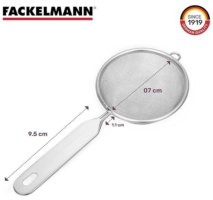 Strecuratoare Fackelmann 42331, 7 cm, Otel inoxidabil, Gaura pentru agatat, Argintiu