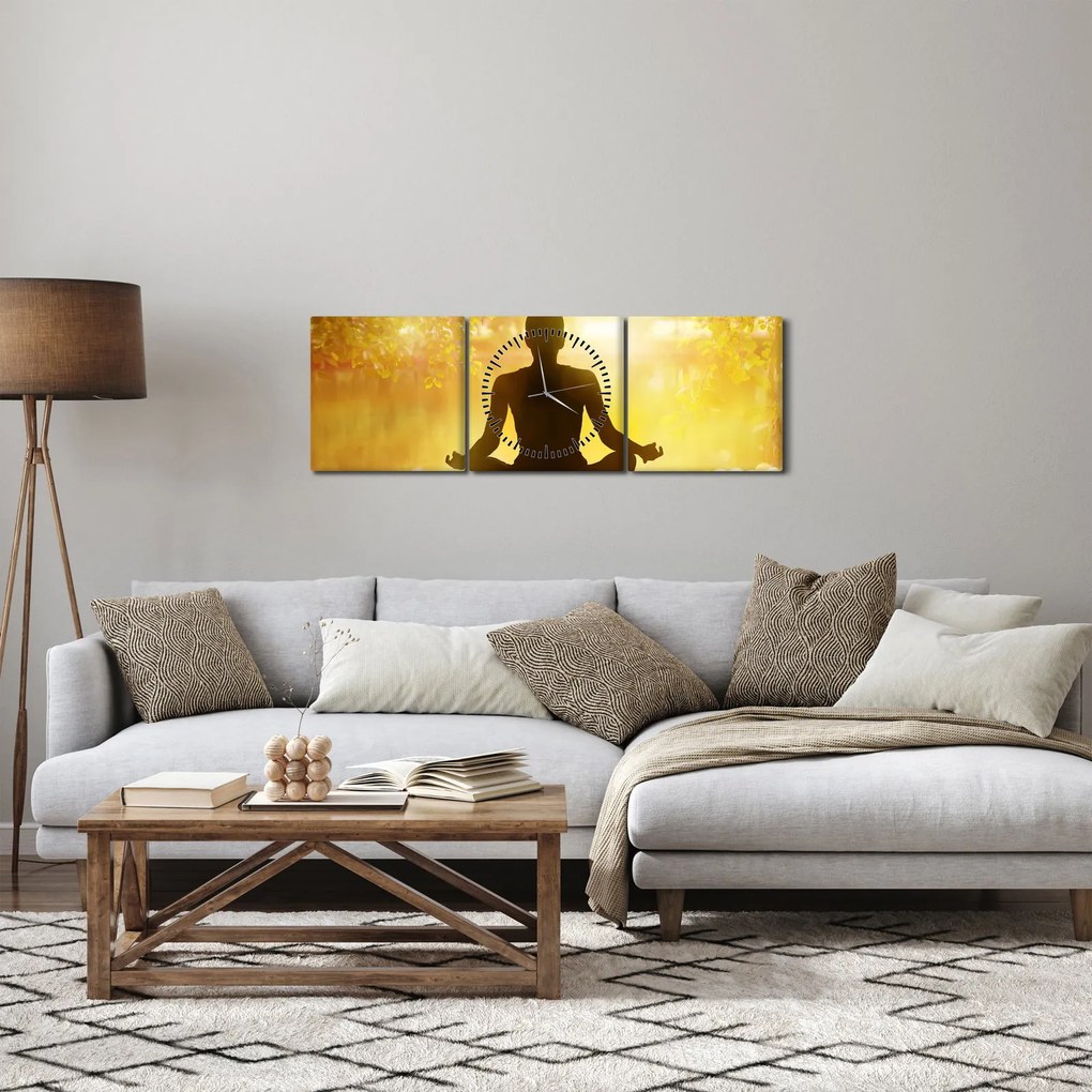 Tablou - meditare (cu ceas) (90x30 cm)