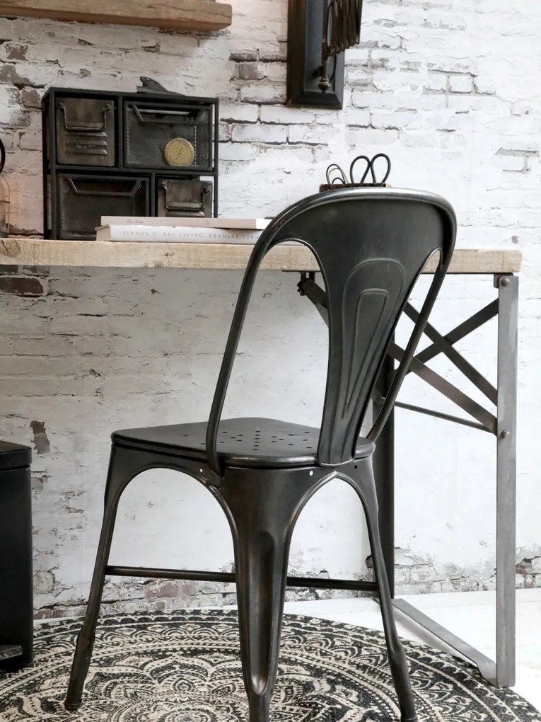 Scaun dining negru din fier Factory