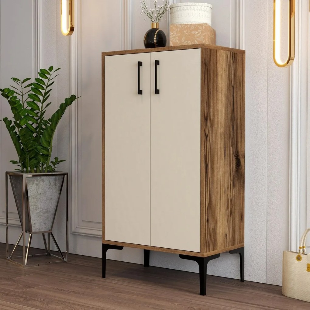 Dulap pentru pantofi Prag Walnut and Cream