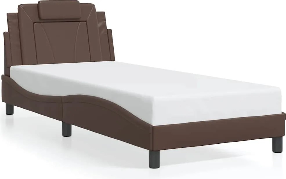 vidaXL Cadru de pat, Viana, fără saltea, maro, 90x200 cm, piele ecologică