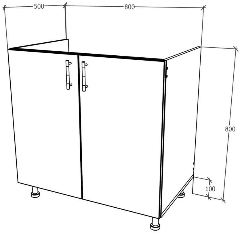 Corp haaus Karo, 2 Usi, Gri Lucios/Alb, MDF, 80 x 50 x 80 cm