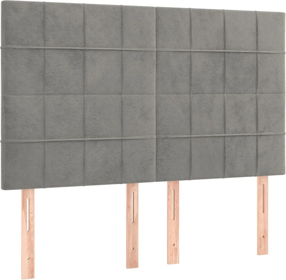 vidaXL Tăblie de pat gri deschis 144x5x118/128 cm catifea