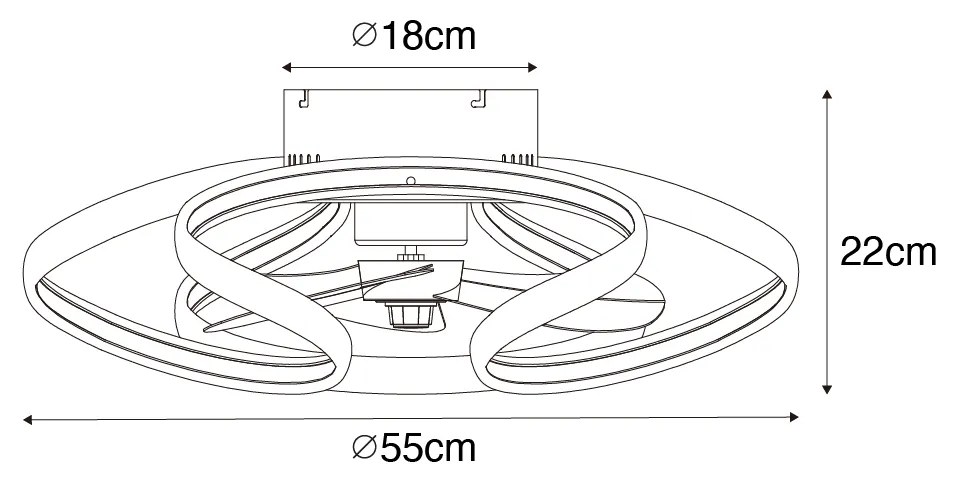 Ventilator de tavan alb 55cm incl. LED Dimmabil cu telecomandă - Mandy