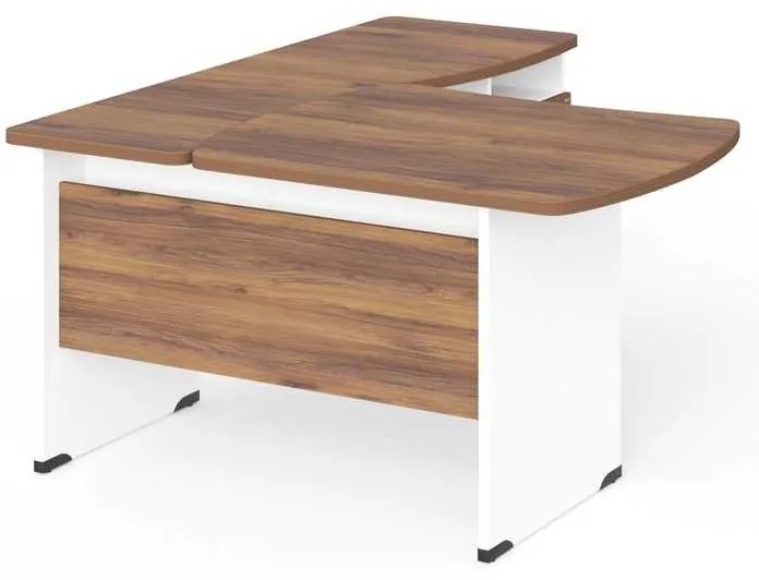 Statie de lucru de colt Manager 140 x 160 cm, dreapta, nuca warmia / alb