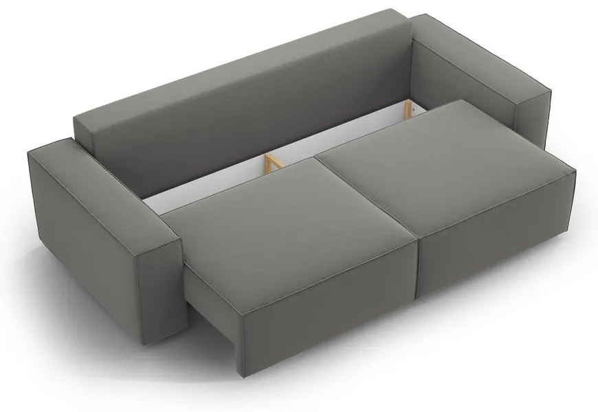 Canapea gri deschis extensibilă/cu spațiu de depozitare cu tapițerie din catifea 247 cm Jodie – Micadoni