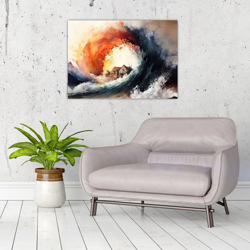 Tablou - În vârtejul potopului, acuarelă (70x50 cm)