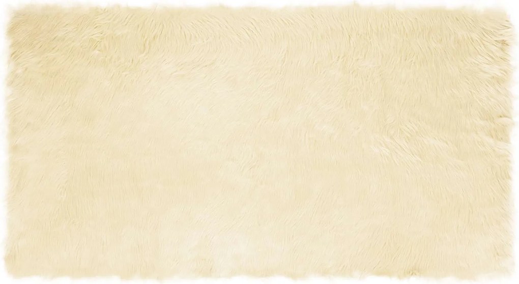 vidaXL Covor din Lână Faux Tafalla Crem 60 x 110 cm Poliester