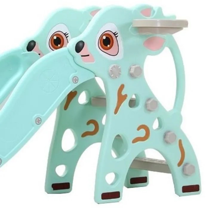 Tobogan Pentru Copii NOVOKIDS™ Tiana Deer , Pentru Interior si Exterior, 160 centimetri panta alunecare, Maxim 20 Kg, Cos de baschet inclus , Model