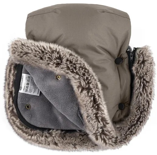 PETITE&MARS - Set sac de iarnă pentru copii 4 în 1 COMFY + mănuși pentru cărucior FURRY Mocha