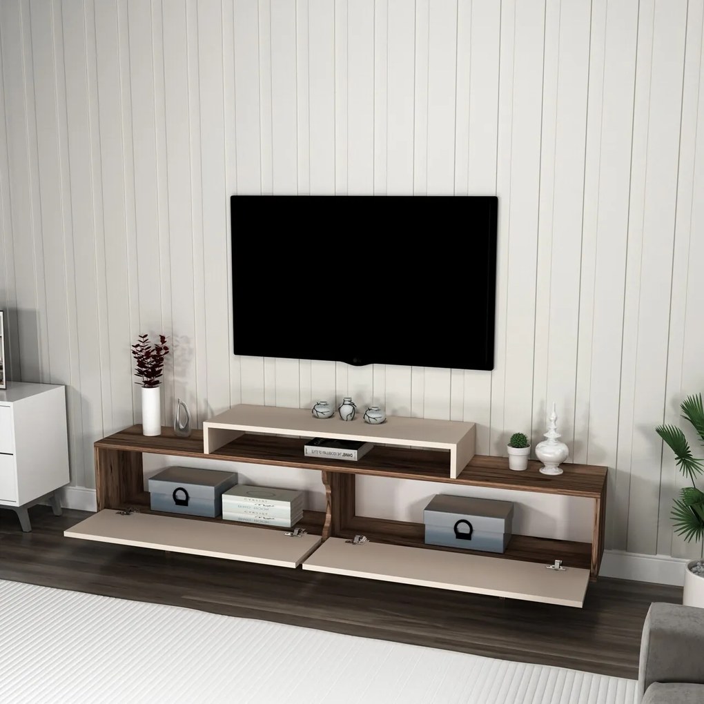 Comoda TV, Hanah Home, Grasyas, 180x50.2x29.6 cm, Nuc deschis / Bej