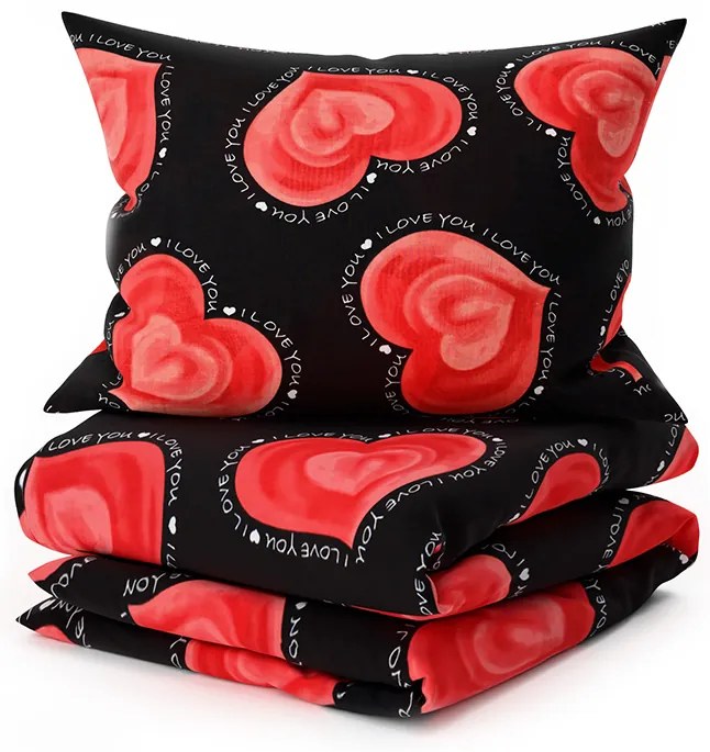 Lenjerie de pat din polibumbac pentru 2 paturi VALENTINE, negru Dimensiune lenjerie de pat: 2 buc 70 x 90 cm | 2 buc 140 x 200 cm
