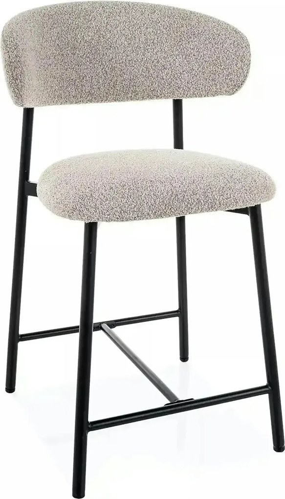 Scaun bar ELTON H-2, bej/negru, stofă/metal, 43x45x91 cm