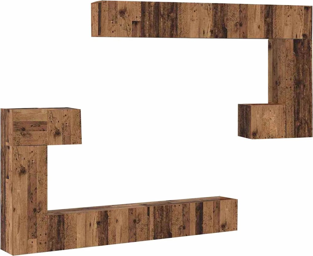 vidaXL Unități TV Pe perete 4 pcs Lemn Vechi Lemn compozit